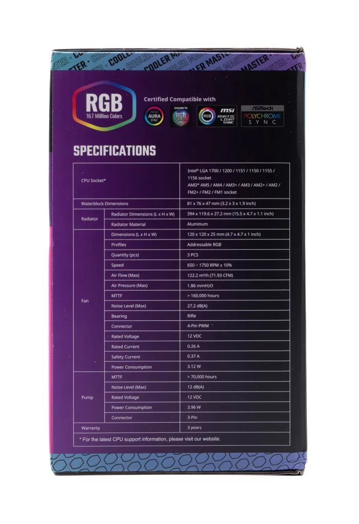 Cooler Master 360L Core ARGB boite gauche