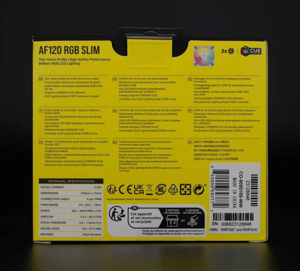 Corsair AF120 RGB Slim boite arriere