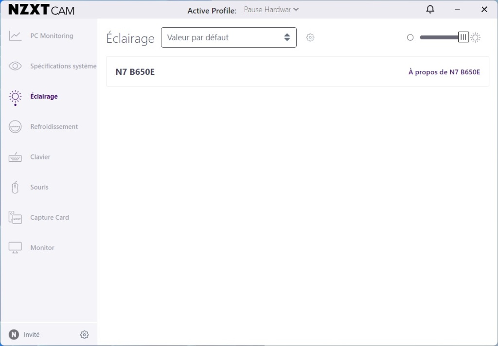 NZXT N7 B650E CAM eclairage