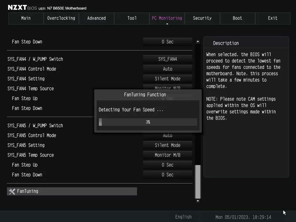 NZXT N7 B650E bios fan tuning