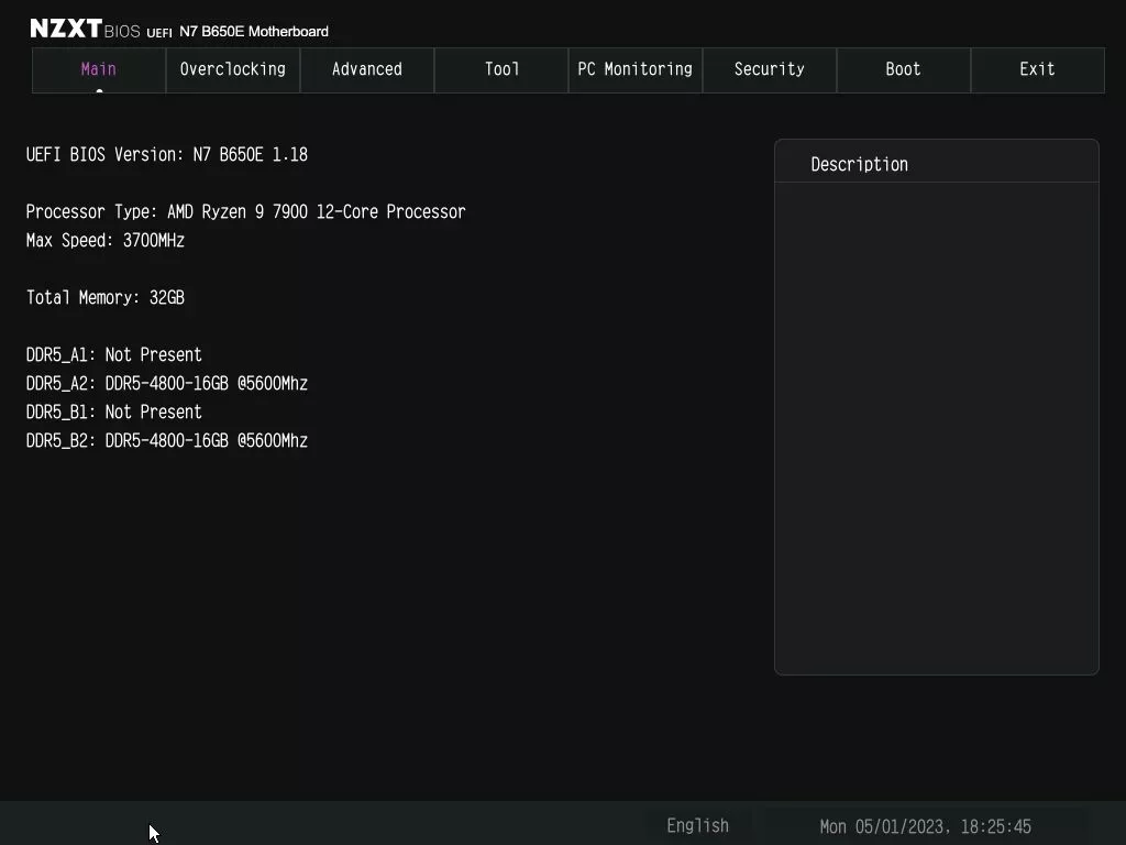 NZXT N7 B650E bios main