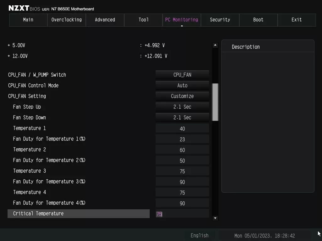 NZXT N7 B650E bios monitoring 2