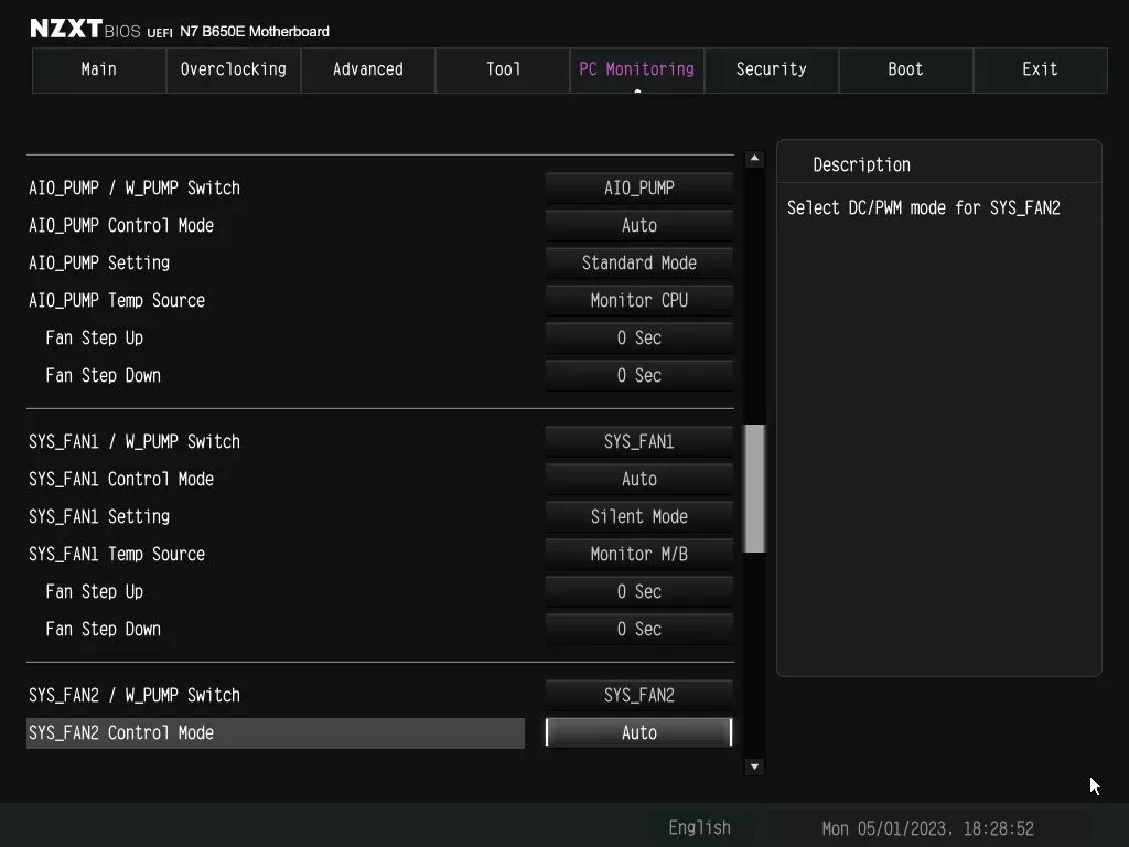 NZXT N7 B650E bios monitoring 3