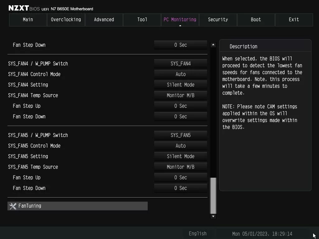 NZXT N7 B650E bios monitoring 5