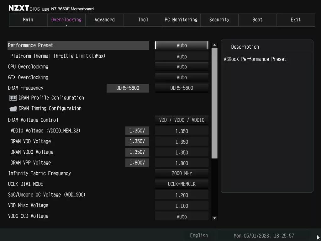 NZXT N7 B650E bios overclocking 1