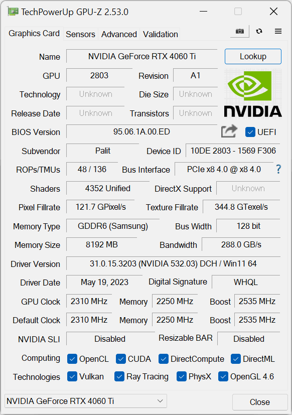 PALIT RTX 4060 Ti Dual GPU Z