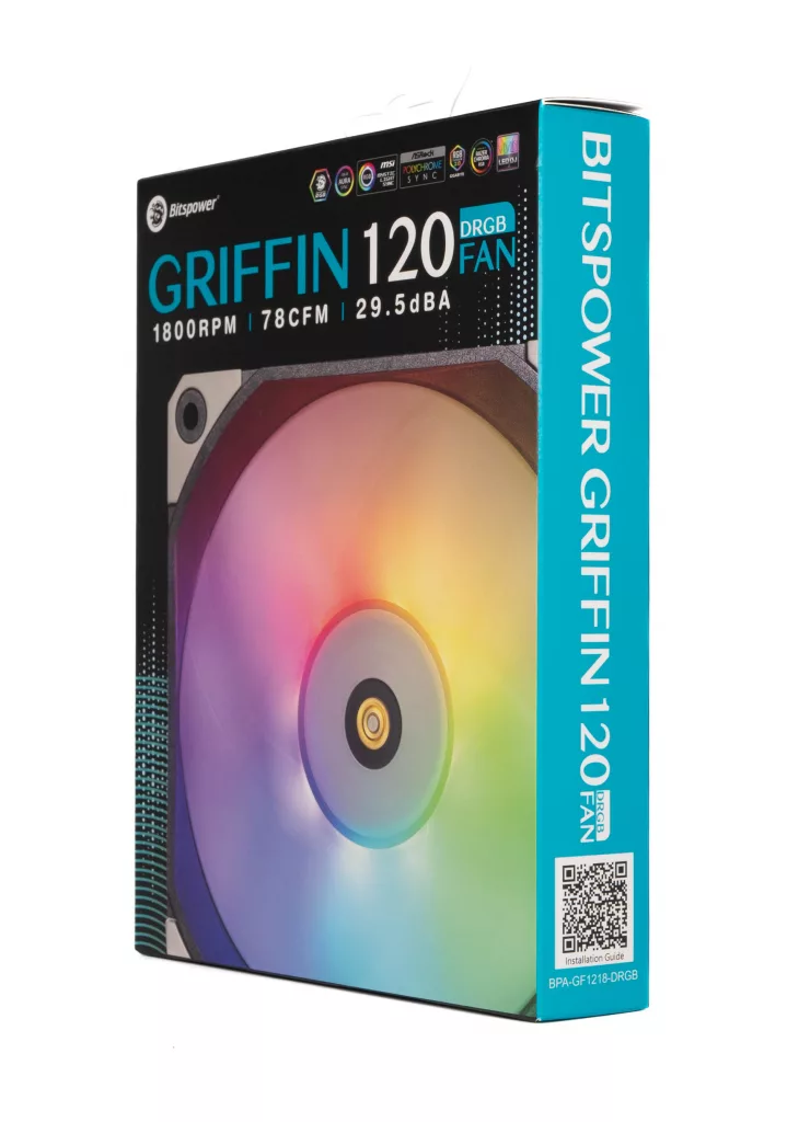 Bitspower Griffin 120 DRGB boite trois quart droit
