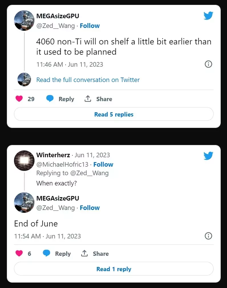 La RTX 4060 arriverait fin juin ? 2 RTX 4060