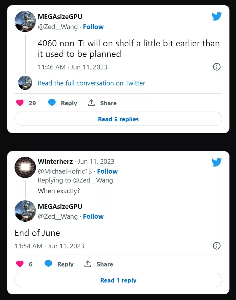 La RTX 4060 arriverait fin juin ? 2 RTX 4060
