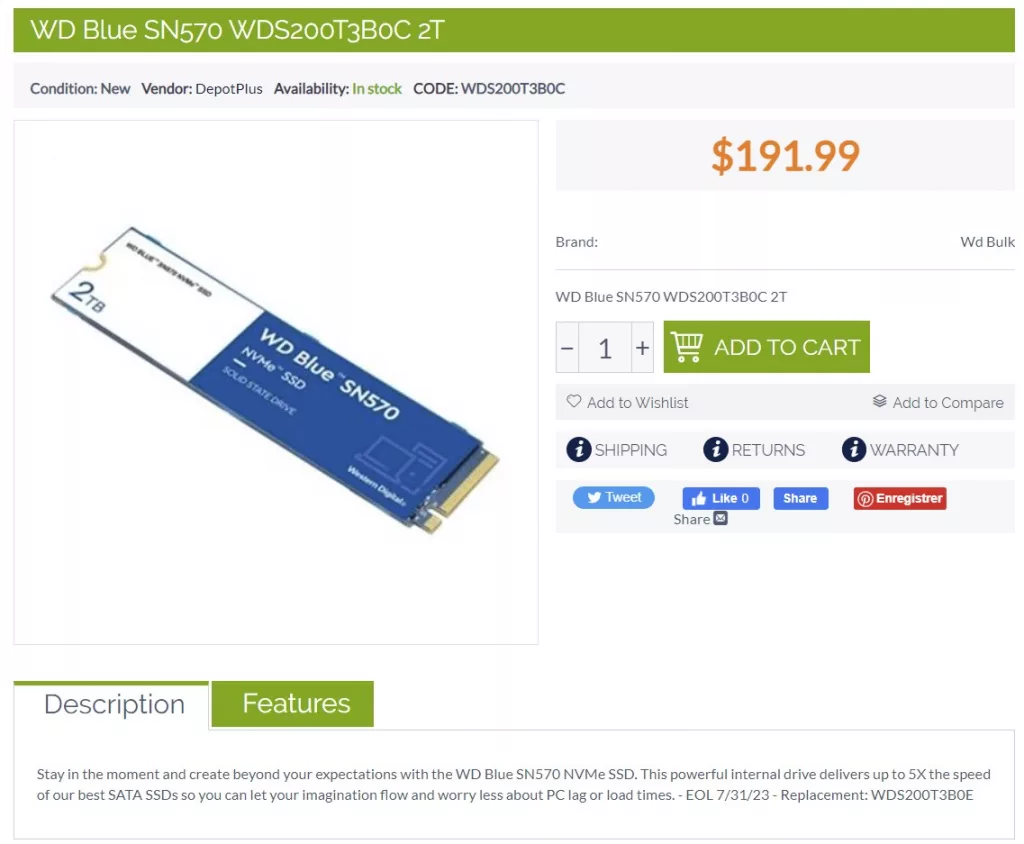 Western Digital s'apprête à lancer le SSD NVMe SN580 Blue 3 Western Digital SN570 avant le SN850