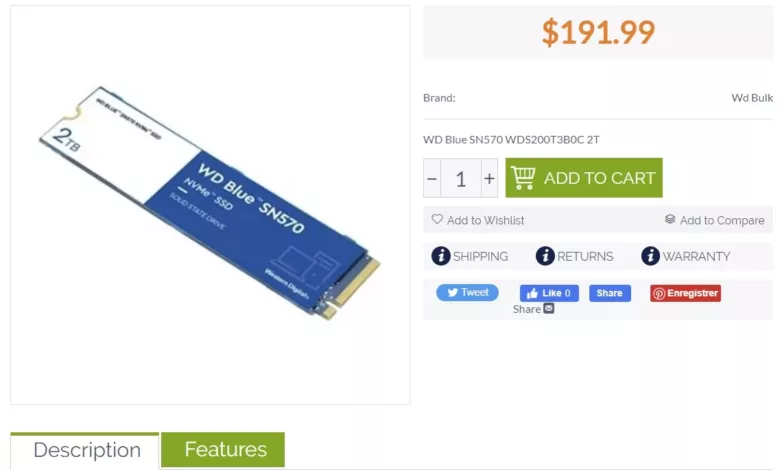 Western Digital s'apprête à lancer le SSD NVMe SN580 Blue 1 Western Digital SN570