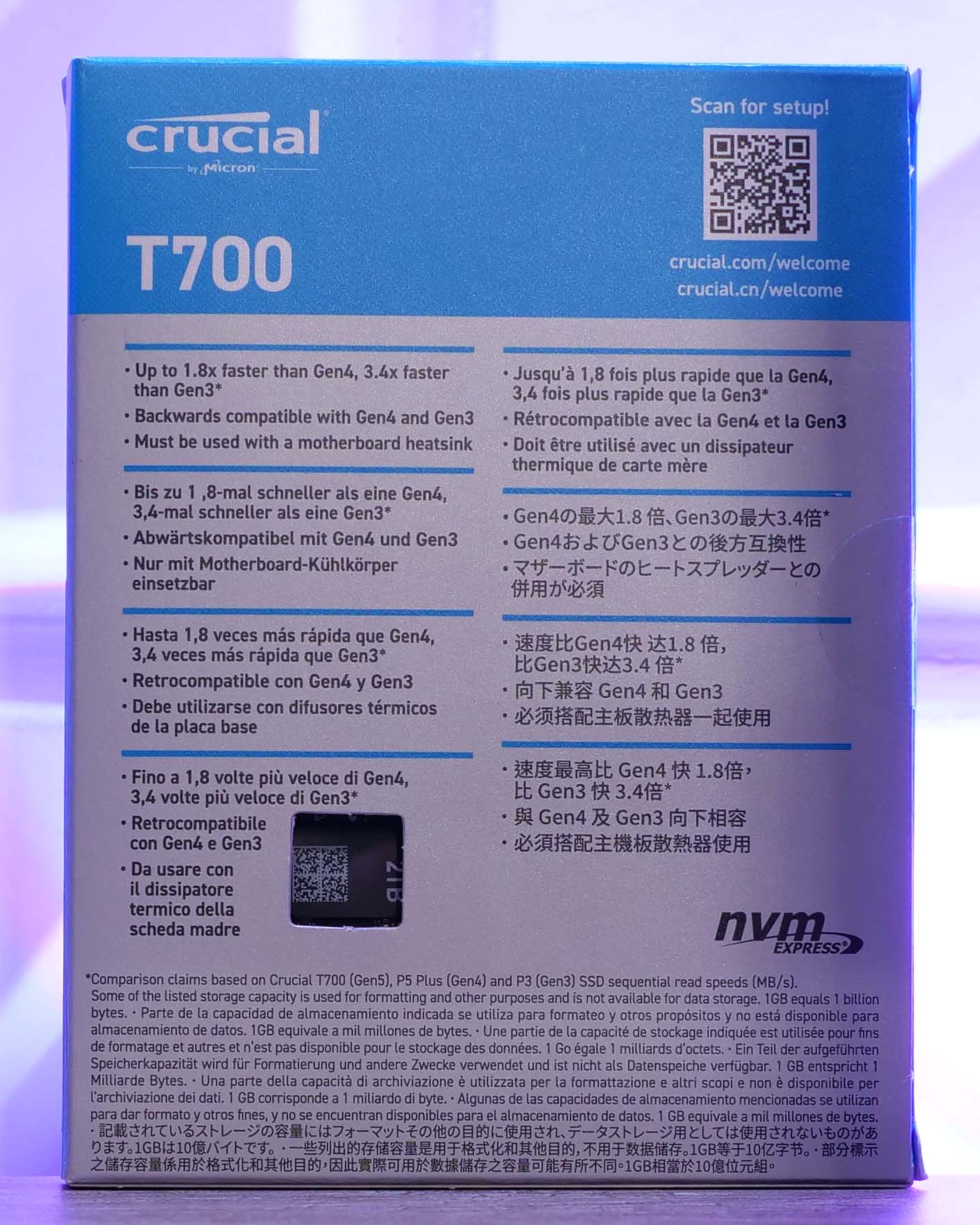 crucial t700 pcie gen5 nvme m2 emballage verso