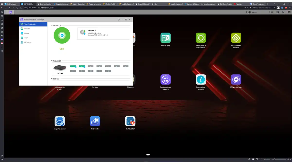 test nas asustor flashstor 12 fs6712x adm 2