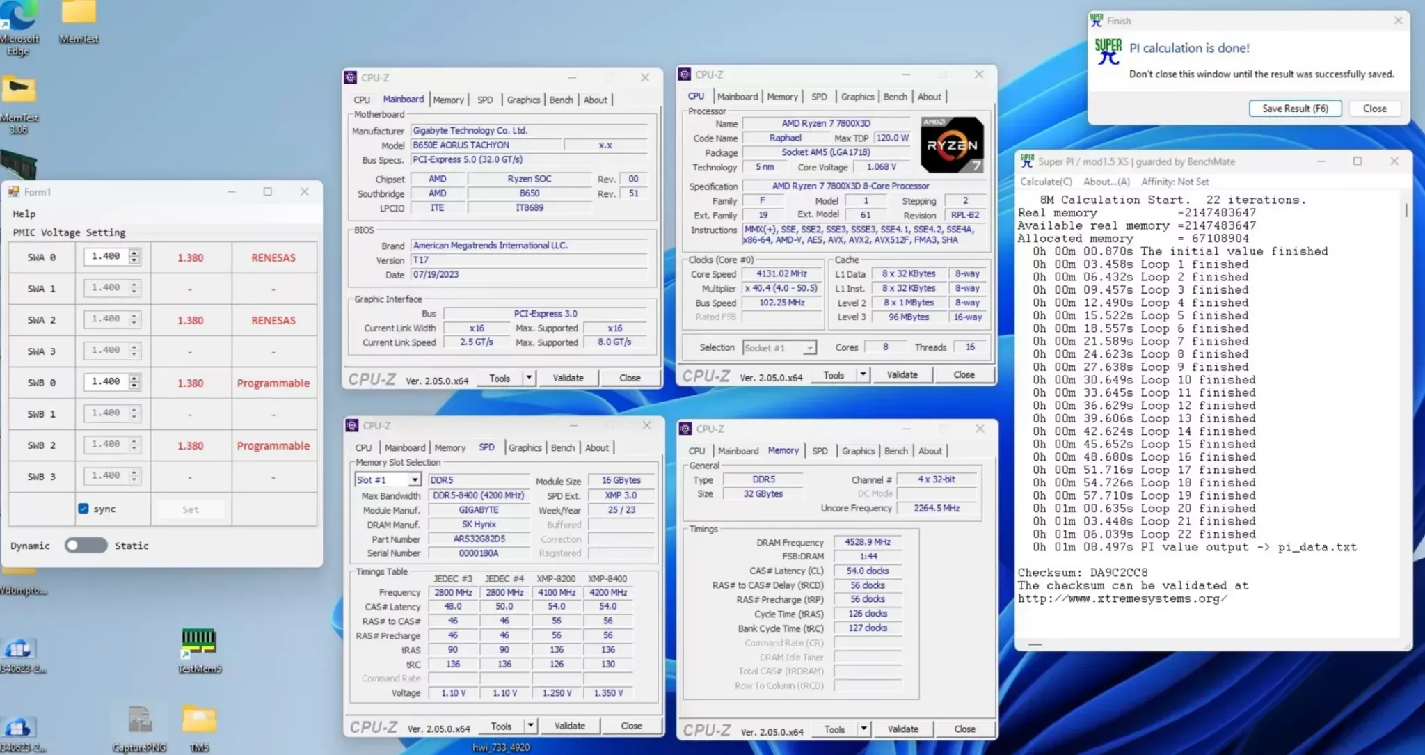 De la mémoire DDR5 Oc à 9058 MT/s sur une carte mère AMD B650E 2 OC mémoire DDR5