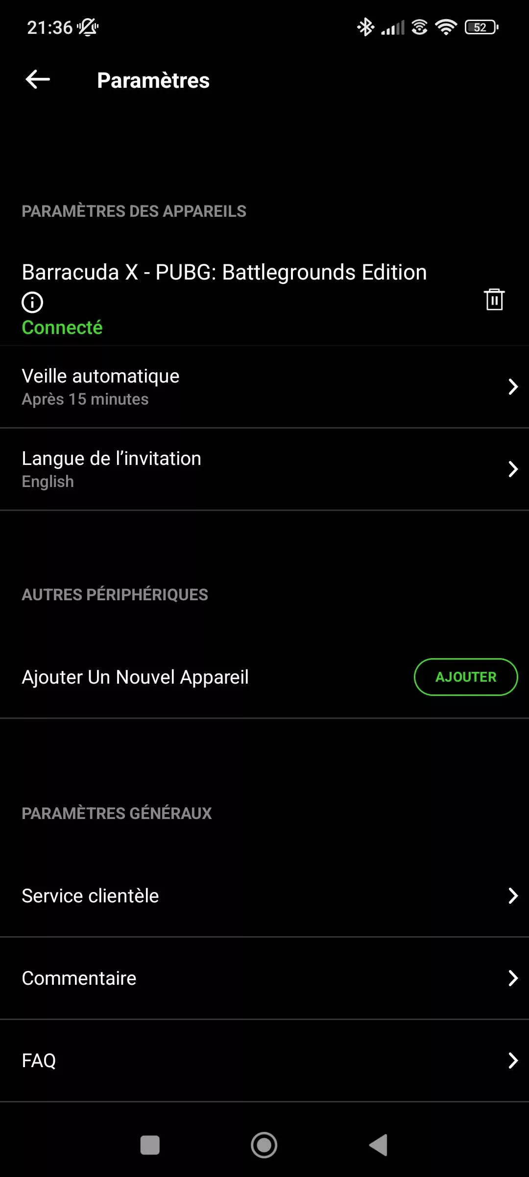 RAZER Barracuda X PUBG Battlegrounds Paramètres