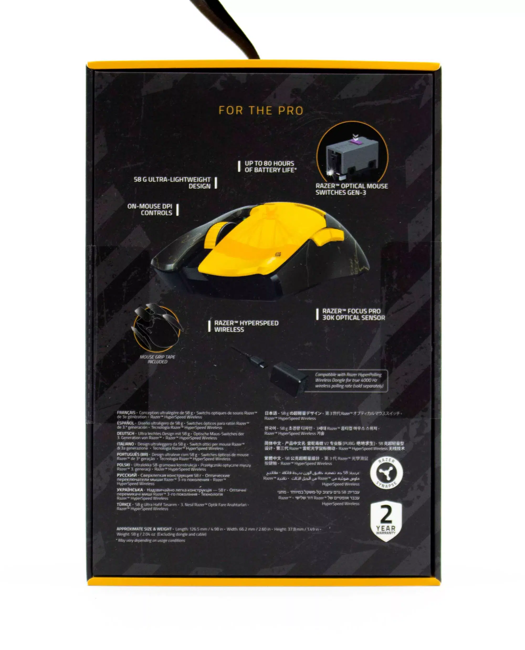 RAZER Viper V2 Pro PUBG Battlegrounds Emballage Face Ariière