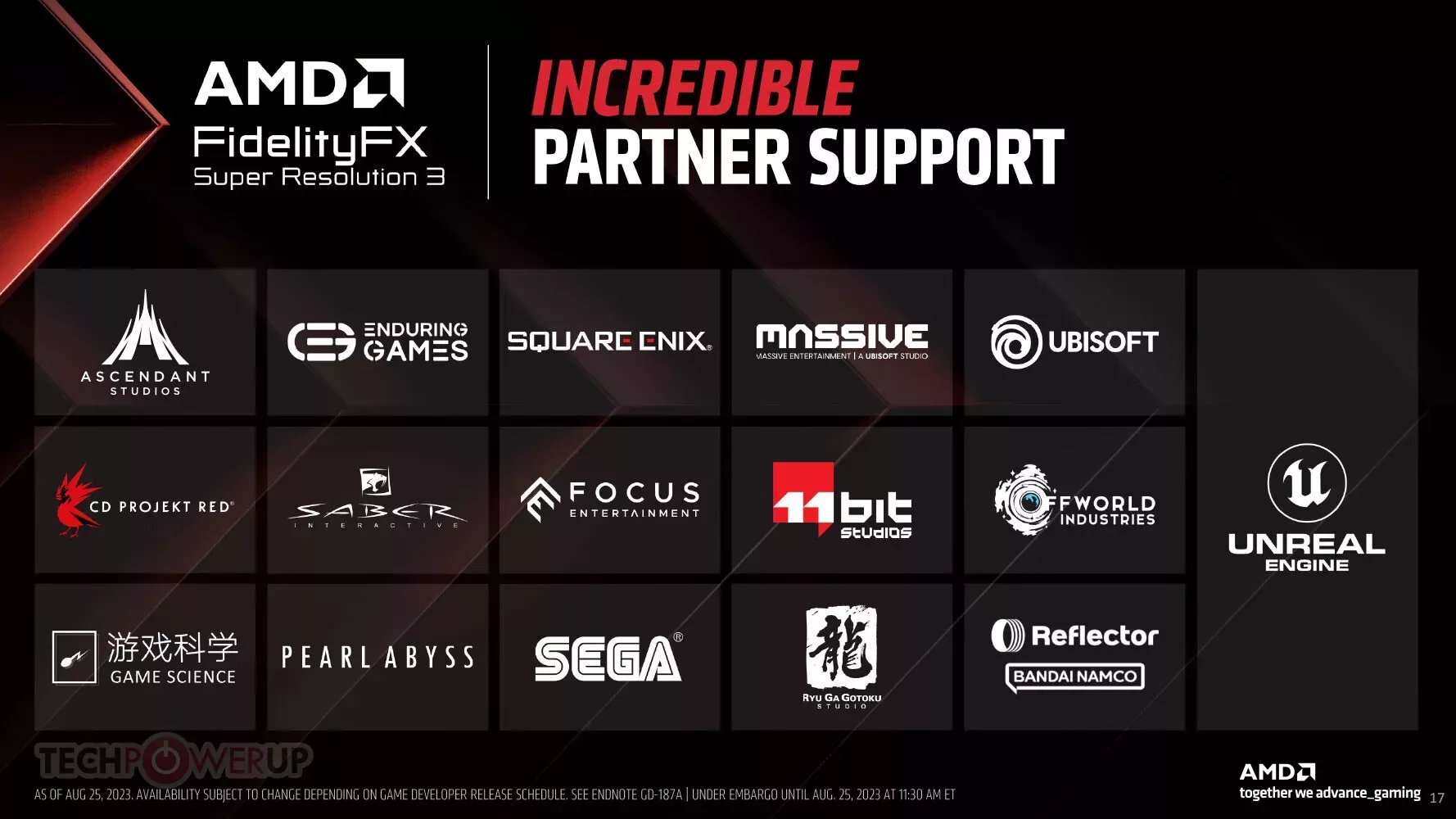 AMD FidelityFX Super Resolution 3 Fluid Motion : le FSR 3 est annoncé ! 5 AMD FSR 3 partenaires