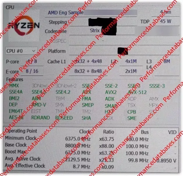 Premier aperçu de l'APU AMD Ryzen 8000 "Strix Point" 2 AMD Ryzen 8000 HWINFO