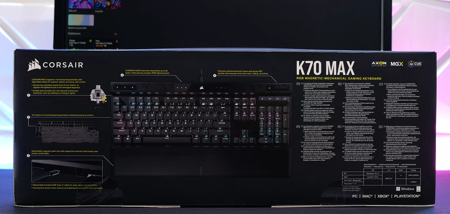 corsair k70 max emballage dos