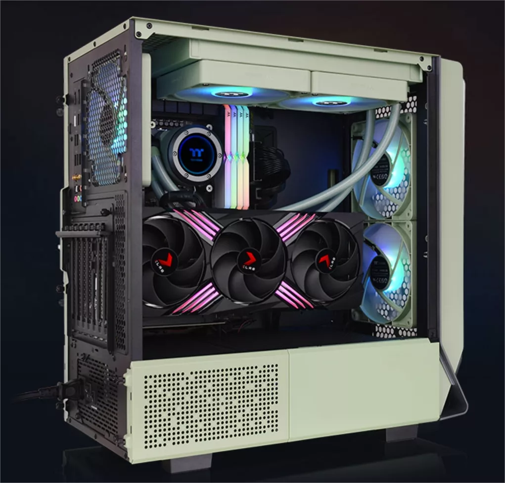 Thermaltake Ceres 300 TG ARGB & ARGENT E700 en Matcha Green 4 ceres 300 matcha green 02