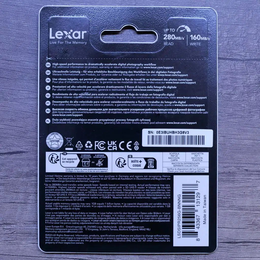 lexar sd silver pro 256 v60 emballage 01