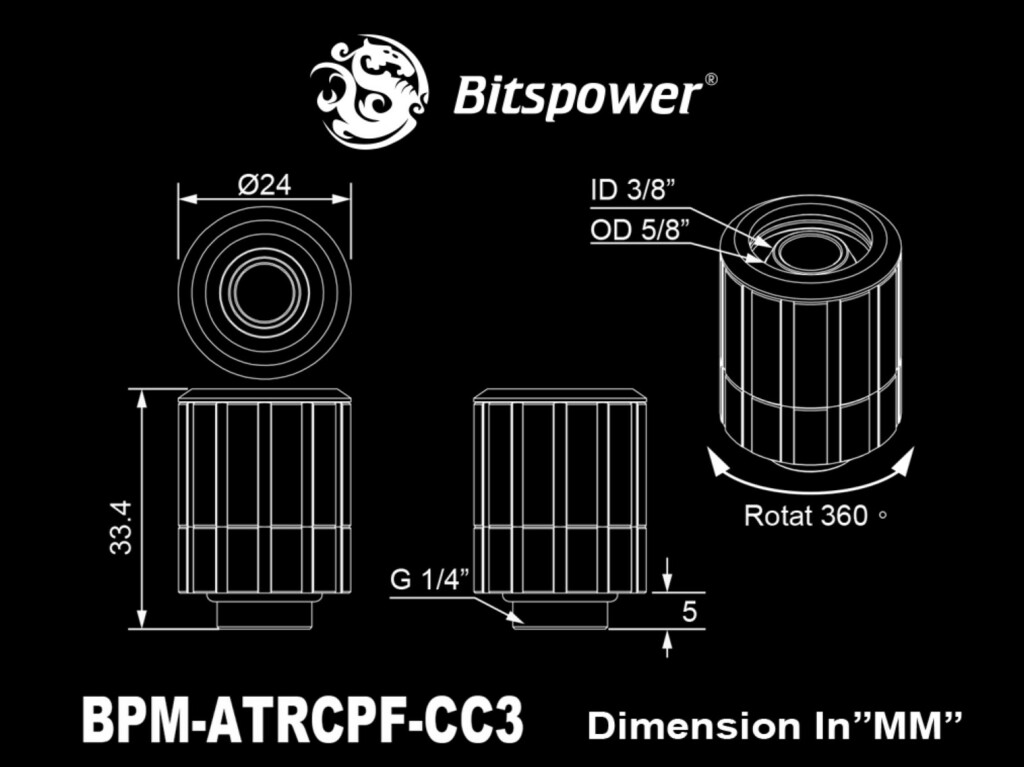 Bitspower présente des raccords à compression rotatifs 6 Bitspower Artemis CC3 specs