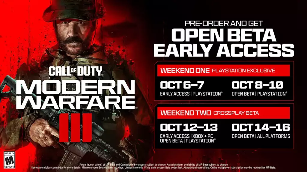 jeux video call of duty modern warfare iii open beta