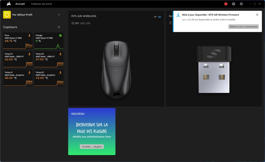Corsair M75 AIR Wireless mise a jour M75 AIR