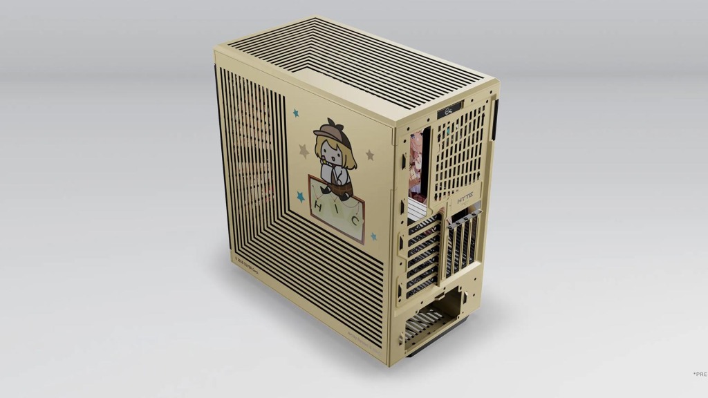 Un boîtier HYTE Y40 aux couleurs d'Amelia Watson 3 HYTE Y40 Amelia Watson arrière
