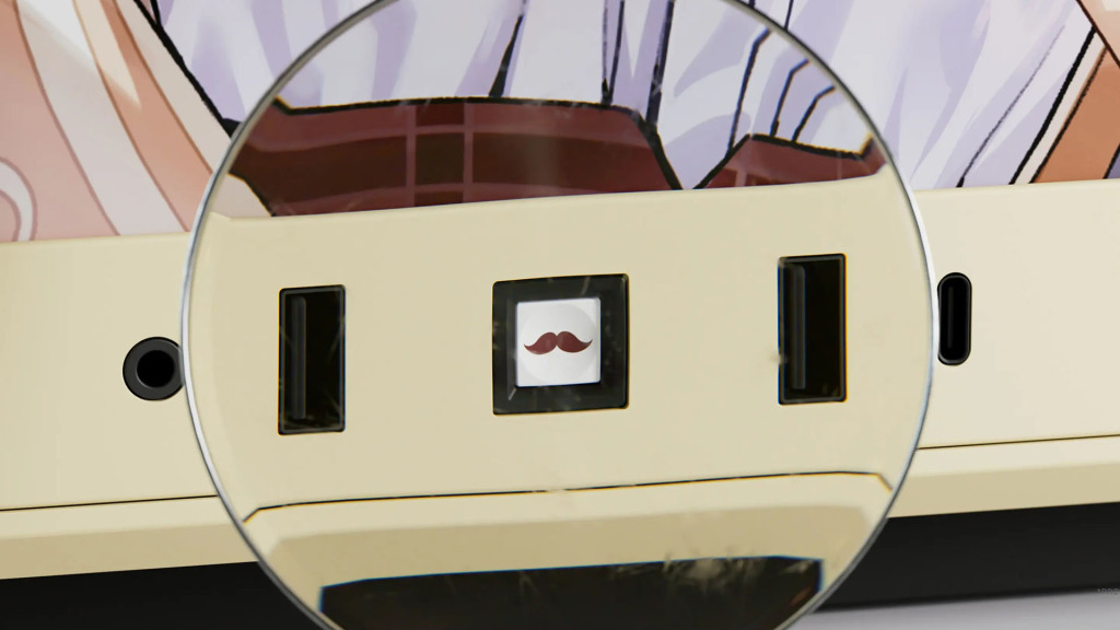 Un boîtier HYTE Y40 aux couleurs d'Amelia Watson 7 HYTE Y40 Amelia Watson bouton