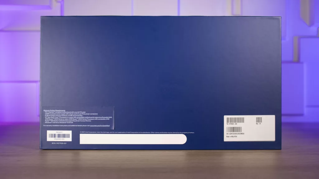 Intel ARC A750 Emballage face arrière