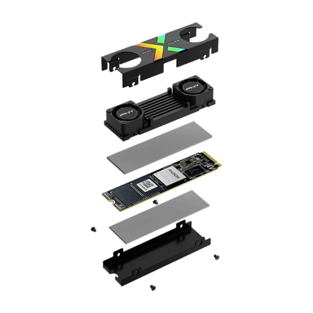 SSD PNY CS3150 : dissipateur avec deux ventilateurs 5 PNY CS3150 RGB éclaté