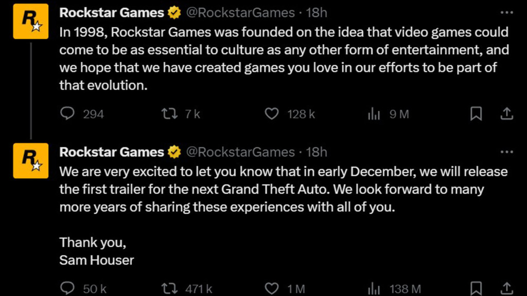 Rockstar Games devrait annoncer le prochain GTA ! Enfin !! 2 Rockstar Games GTA VI Twitter