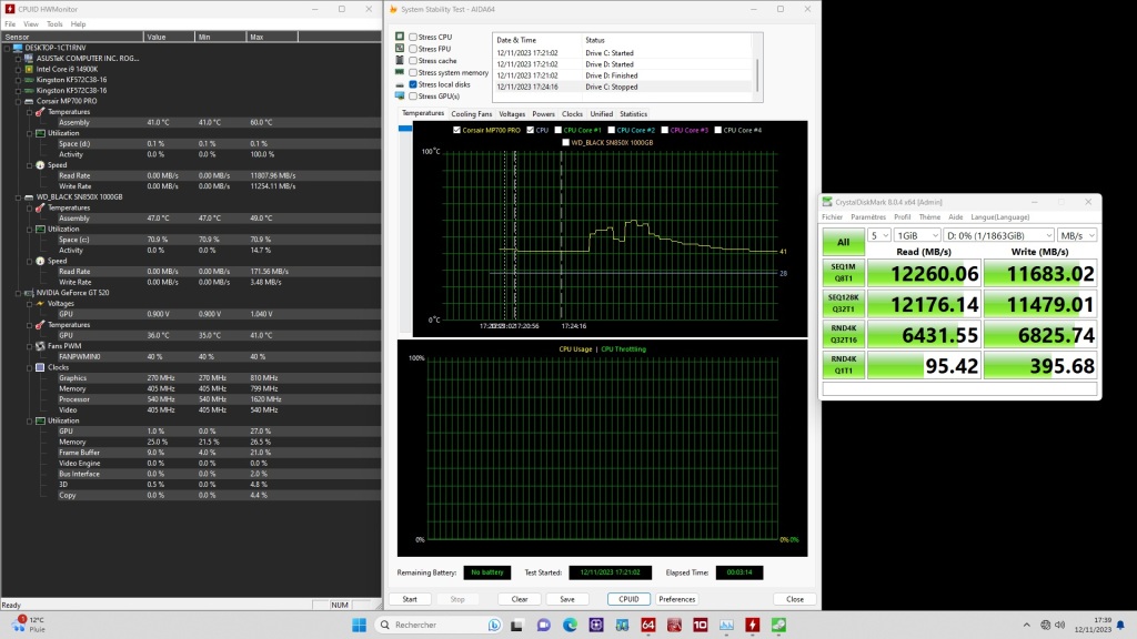 corsair mp700 pro temperature ventilateur actif