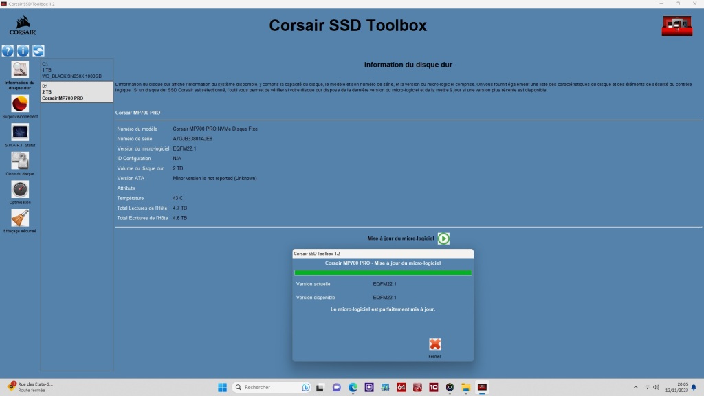 corsair mp700 pro toolbox maj micro logiciel