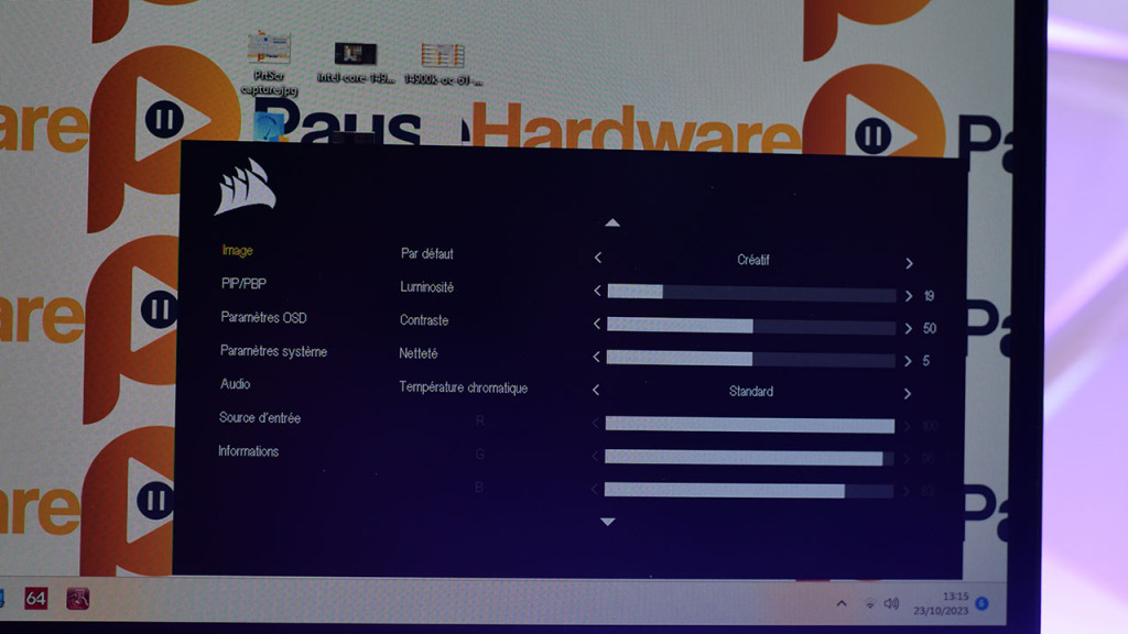 corsair xeneon 27qhd240 oled menu