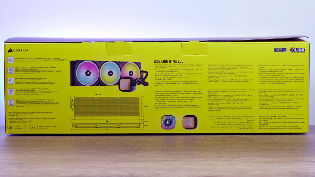 icue link h170i lcd emballage dos