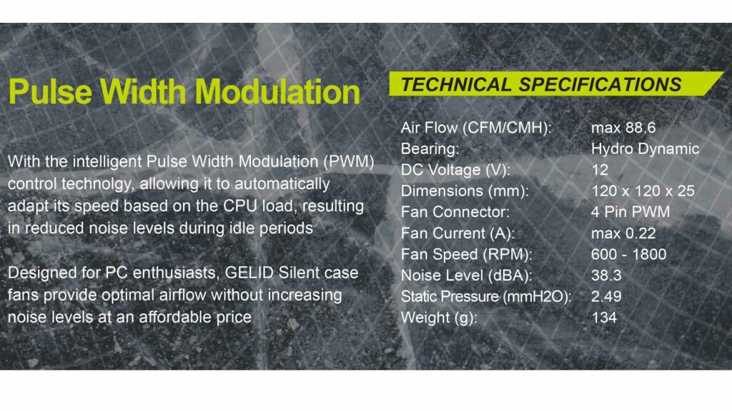 Ventilateurs GELID Silent 12 : silence, ça tourne ! 6 GELID Silent 12 PWM specs