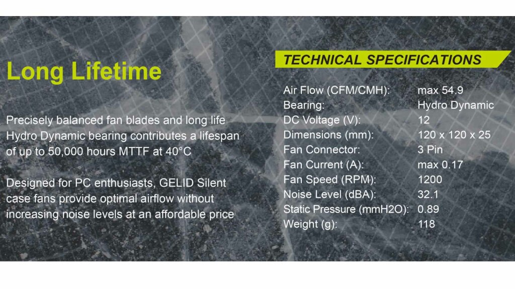Ventilateurs GELID Silent 12 : silence, ça tourne ! 5 GELID Silent 12 nonPWM specs