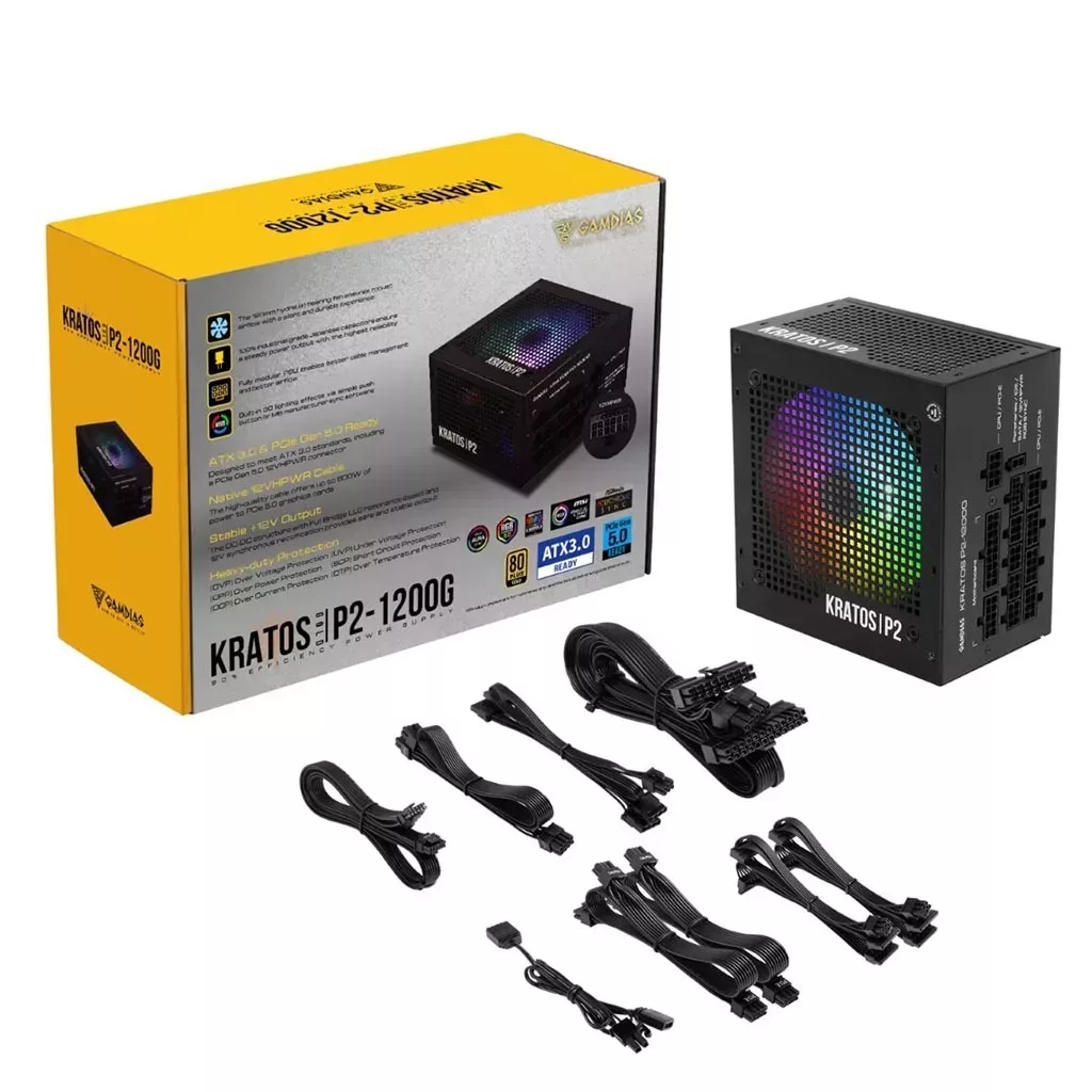 GAMDIAS présente les alimentations KRATOS P2 ARGB Gold ATX 3.0 PCIe Gen 5.0. 2 psu gamdias kratos p2 01