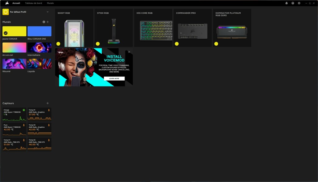 CORSAIR K55 Core logiciel 1