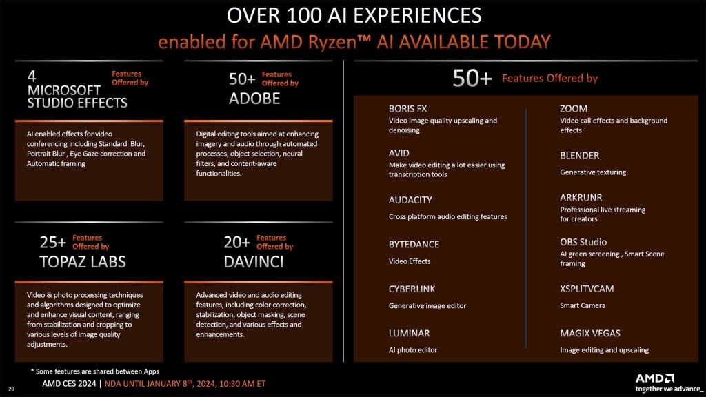 AMD annonce la série Ryzen 8000G comprenant 4 APUs 3 amd apu 8000g ai experiences