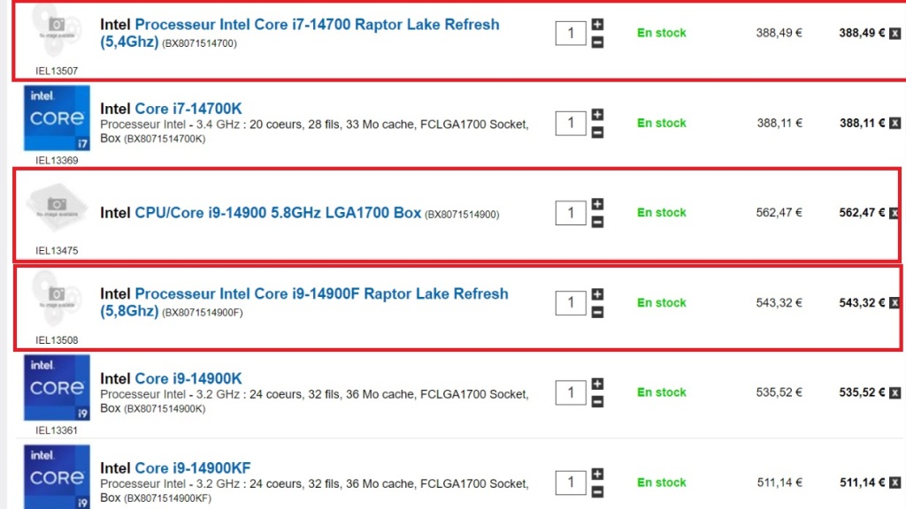 Révélation des prix pour les processeurs Intel Core i9-14900 et Core i7-14700 2 prix pour les processeurs Intel Core i9-14900 et Core i7-14700