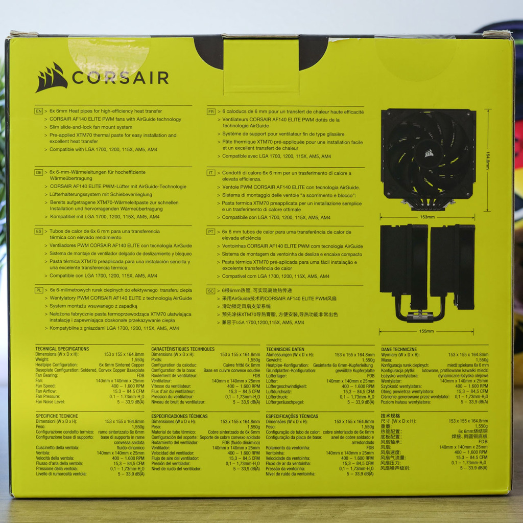corsair a115 cpu air cooler packaging dos