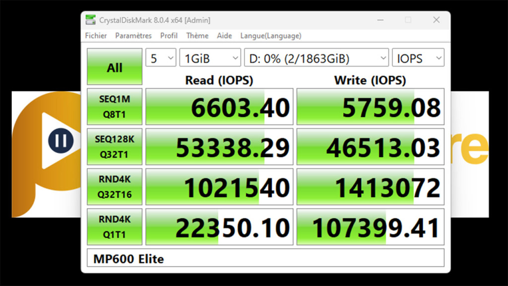 mp600 elite as ssd crystldiskmark benchmark iops