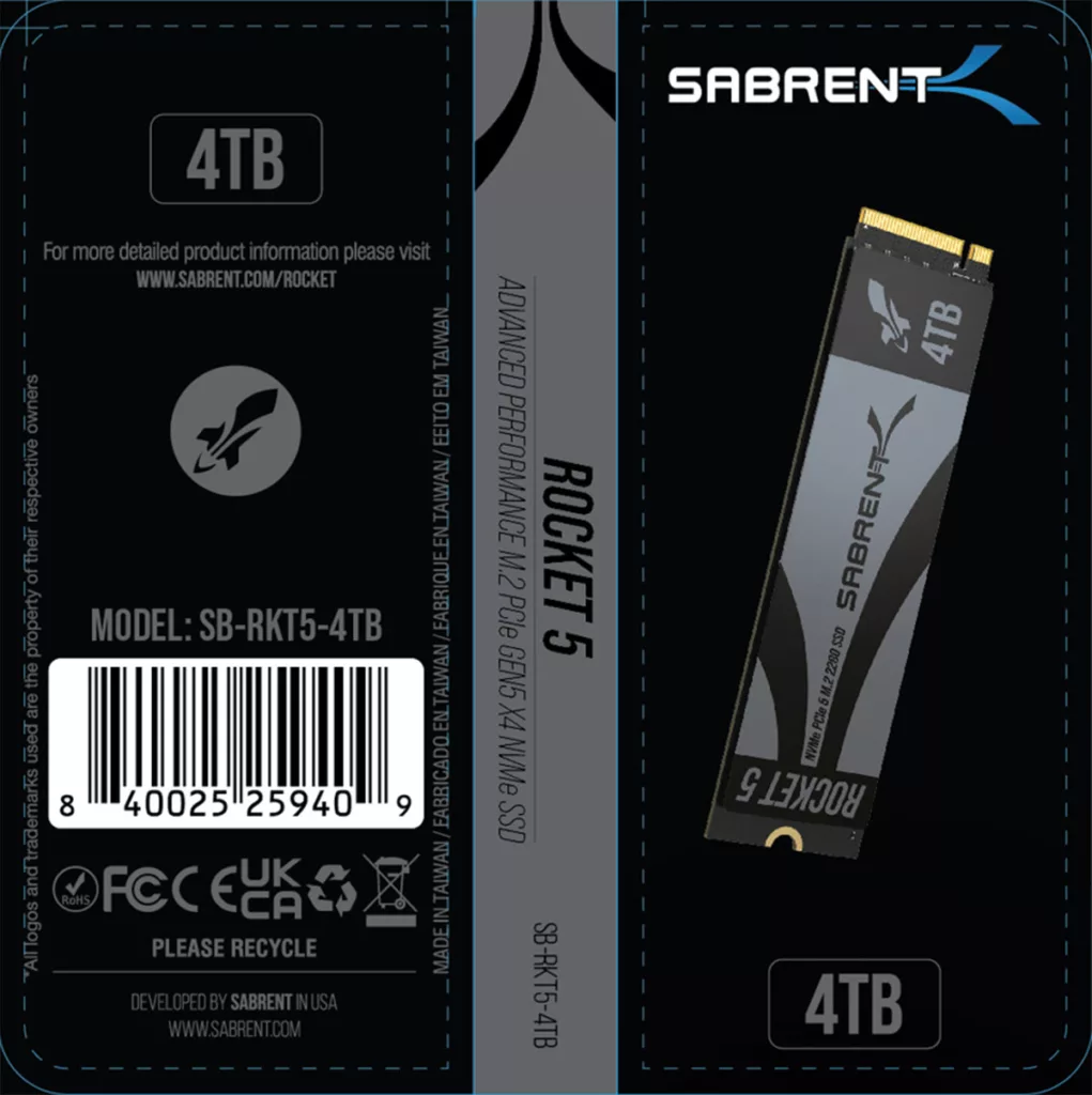 sabrent rocket 5 pcie 5 ssd 4tb pack