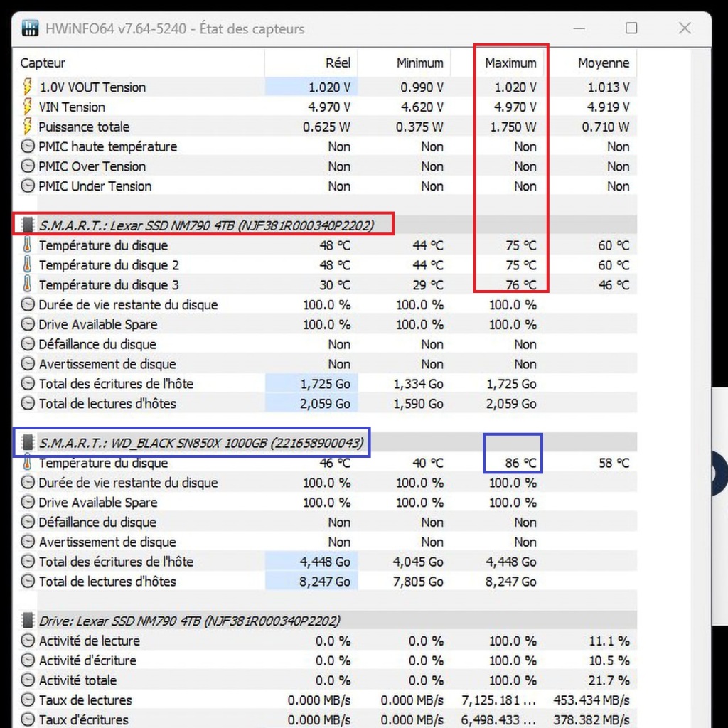 test ssd nvme lexar nm790 temp vs cache dram