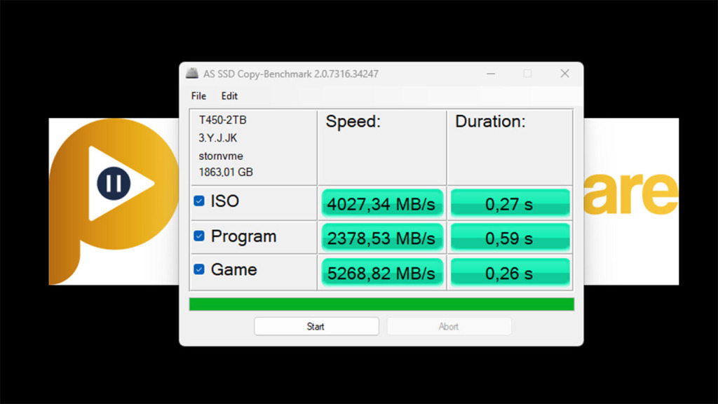 ssd pcie 4 teracle t450 as ssd copy