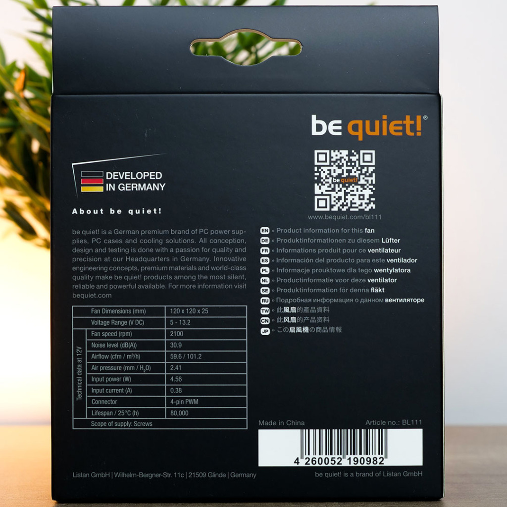 ventilateur pure wings 3 120mm pwm high-speed emballage verso