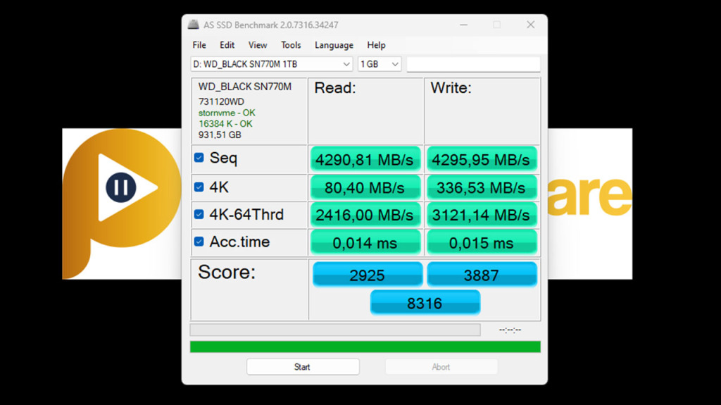 wd black sn770m benchmark as ssd